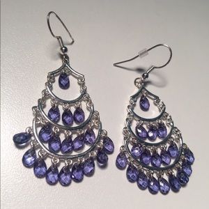 Blue and silver dangle earrings
